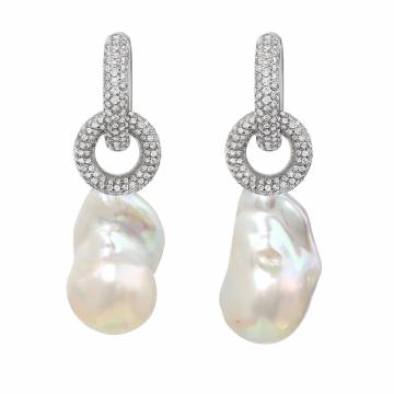 Sakuru Baroque Pearl and Diamond Earrings